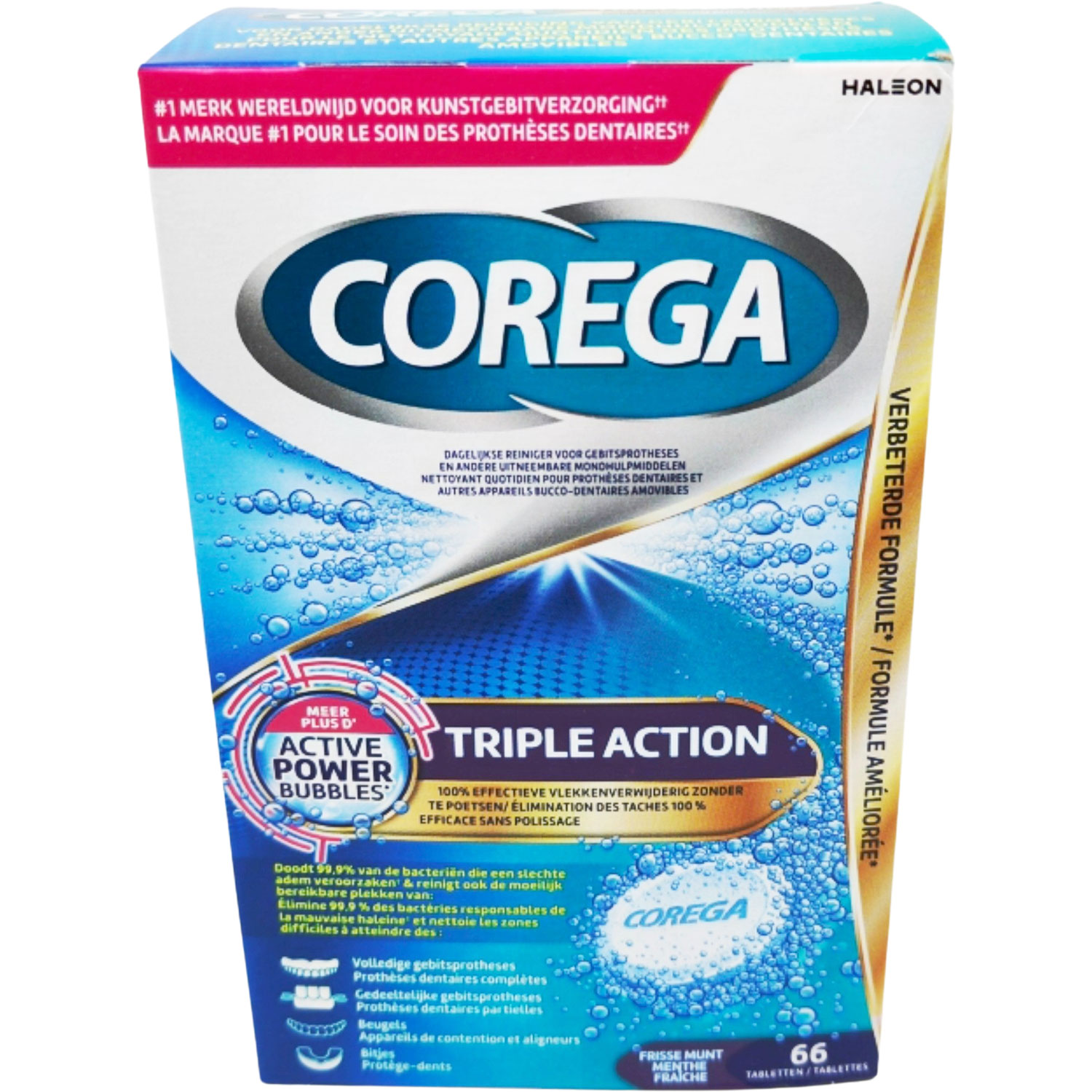 Reinigungstabletten für Prothese COREGA Triple Action – 66 Stk.