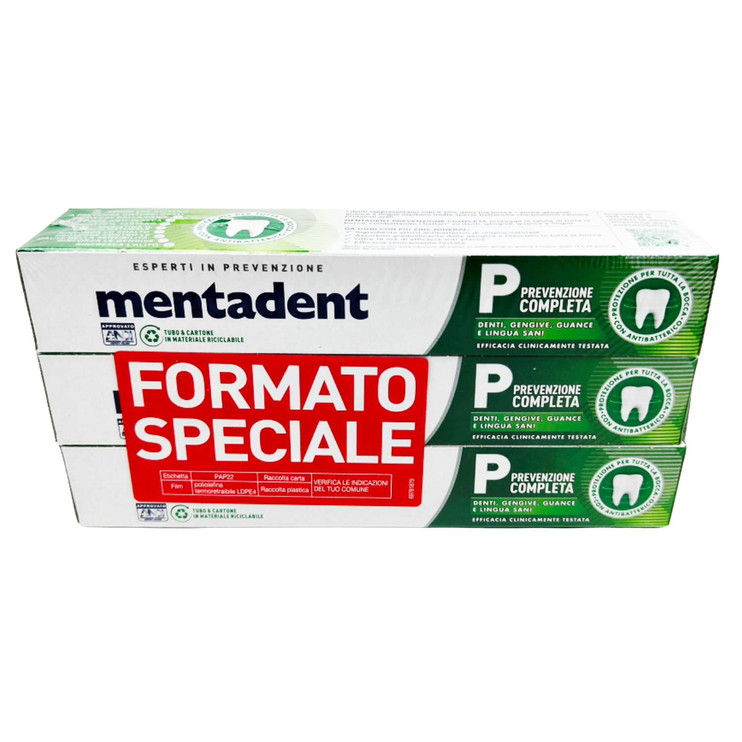 Mentadent P Tandpasta Complete Prevention komplet beskyttelse til hele munden (3 × 75 ml) - Mentadent Tandpasta
