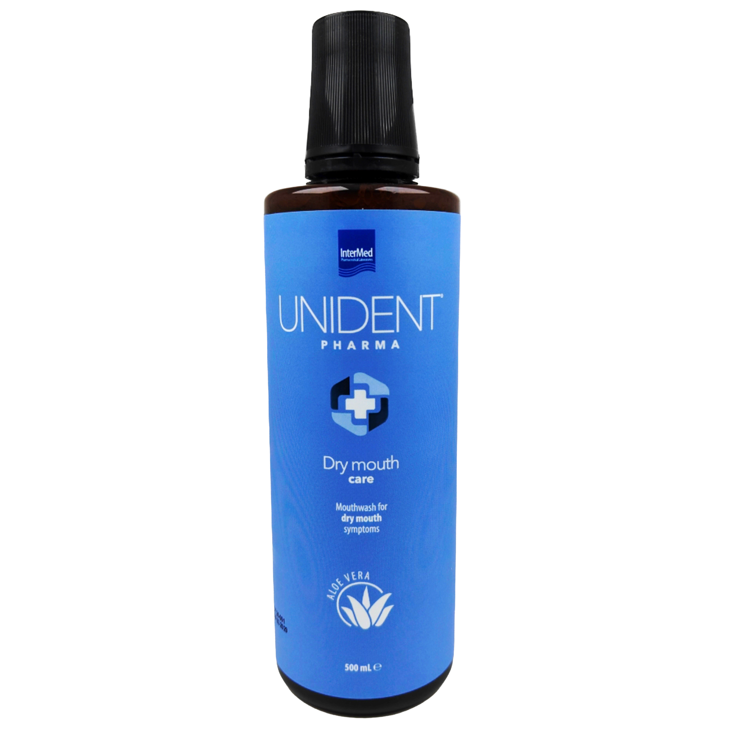 Unident Pharma Dry Mouth Care mundskyl til tør mund med aloe vera (500 ml) - Unident Mundskyl