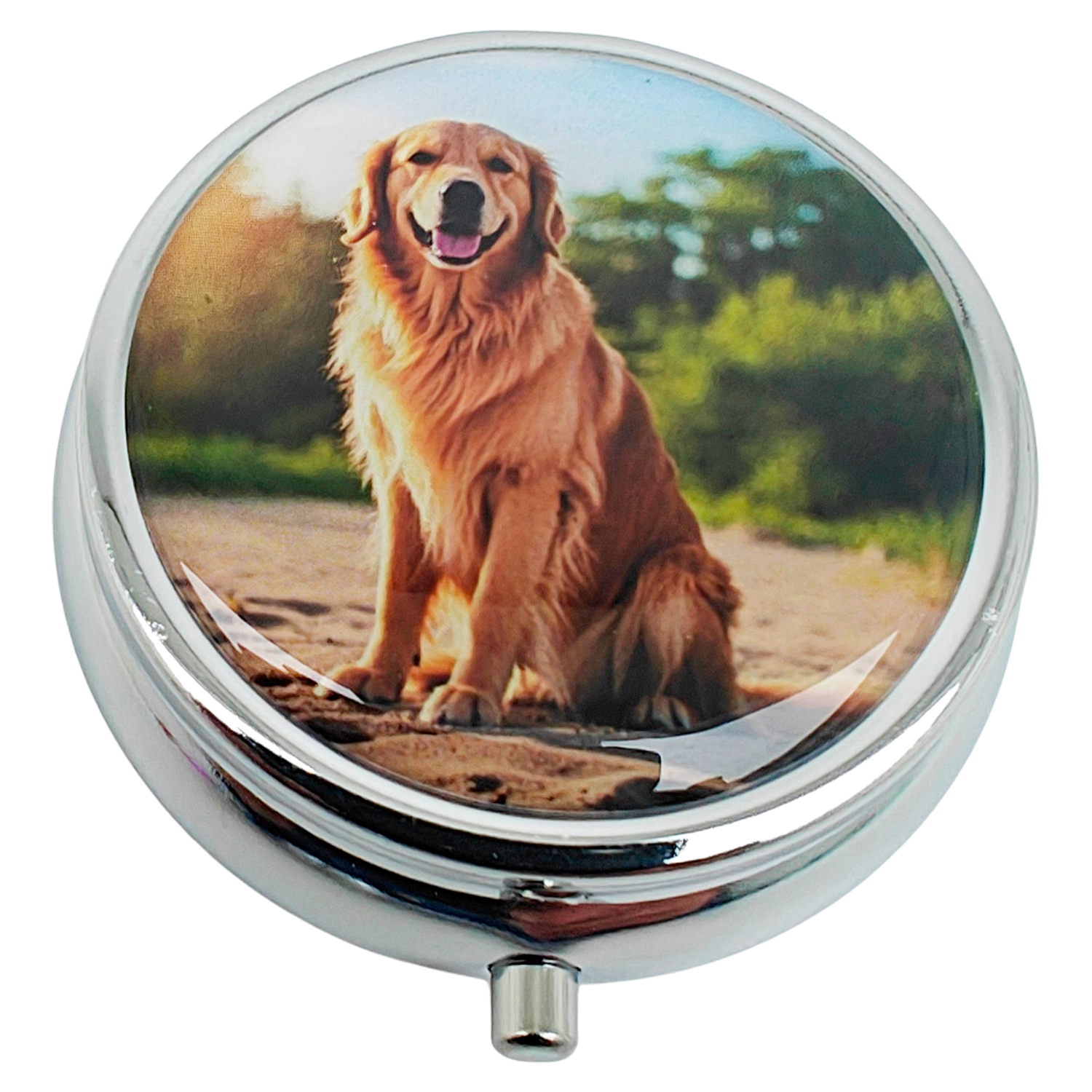 Pilleæske Populære Hunde Rund Metal Pilleboks GOLDEN RETRIEVER