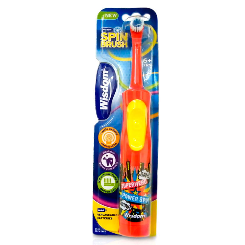 Batteriezahnbürste für Kinder WISDOM Spinbrush Junior elektrische Zahnbürste ROT