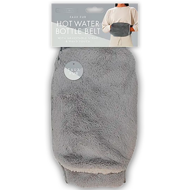 Wärmflasche für Bauch & Lenden Faux Fut Hot Water Bottle Belt GRAU