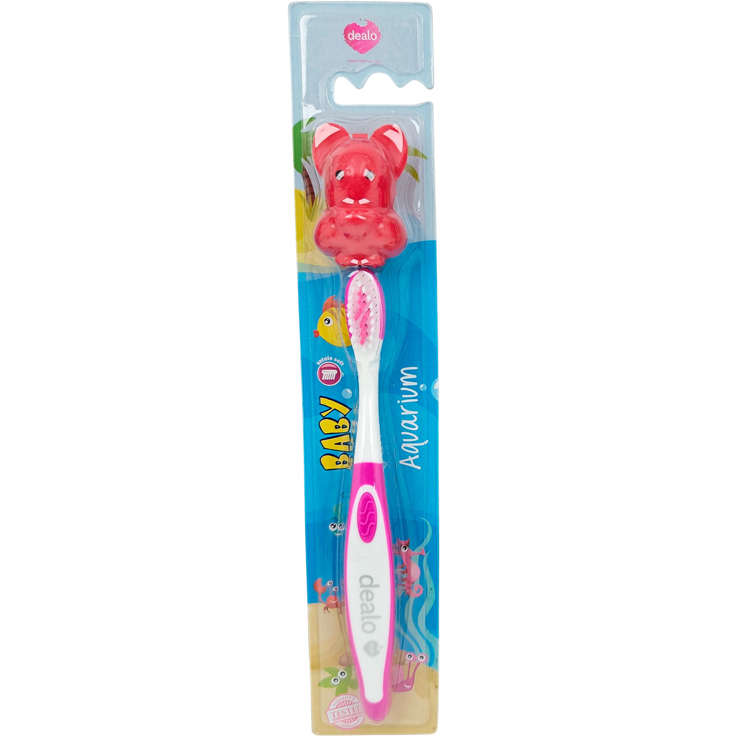 DEALO Baby Aquarium Zahnbürste spaßige, sichere und schonende Zahnpflege für die Kleinsten 0-3 Jahre PINK