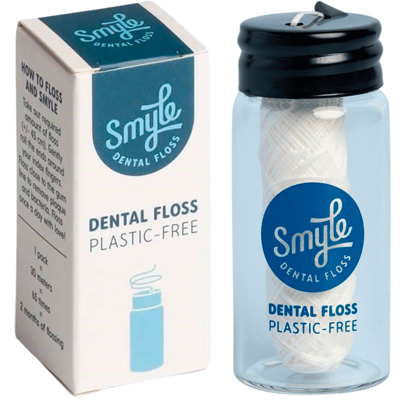 Zahnseide ohne PFAS SMYLE 30 mtr. Glasspender