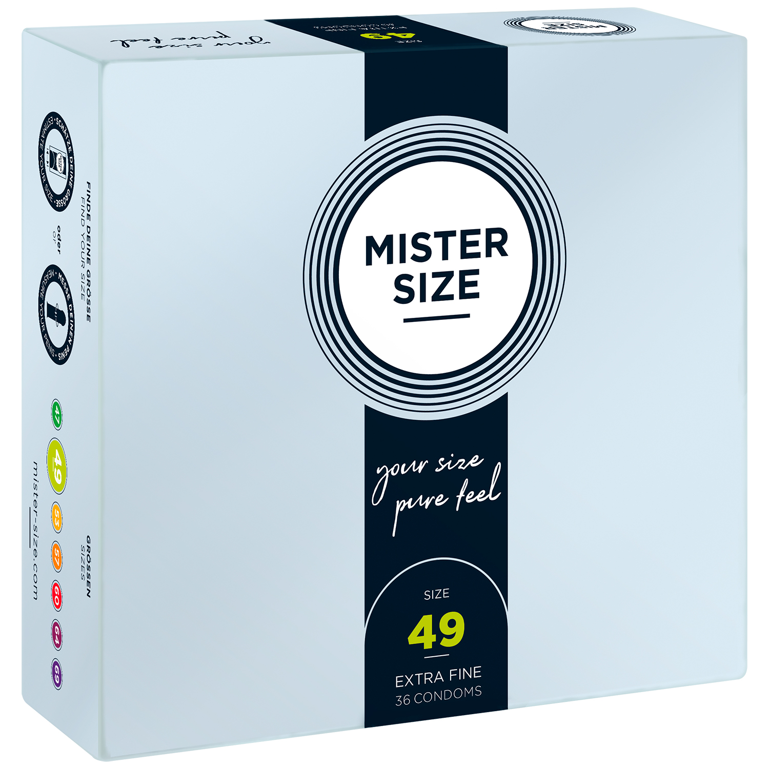 Mister Size Kondomer Pure Feel 36 stk. XS-XXXL 49 mm - S