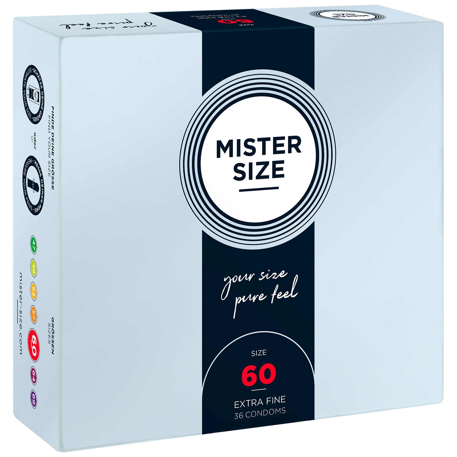 Mister Size Kondomer Pure Feel 36 stk. XS-XXXL 60 mm - XL