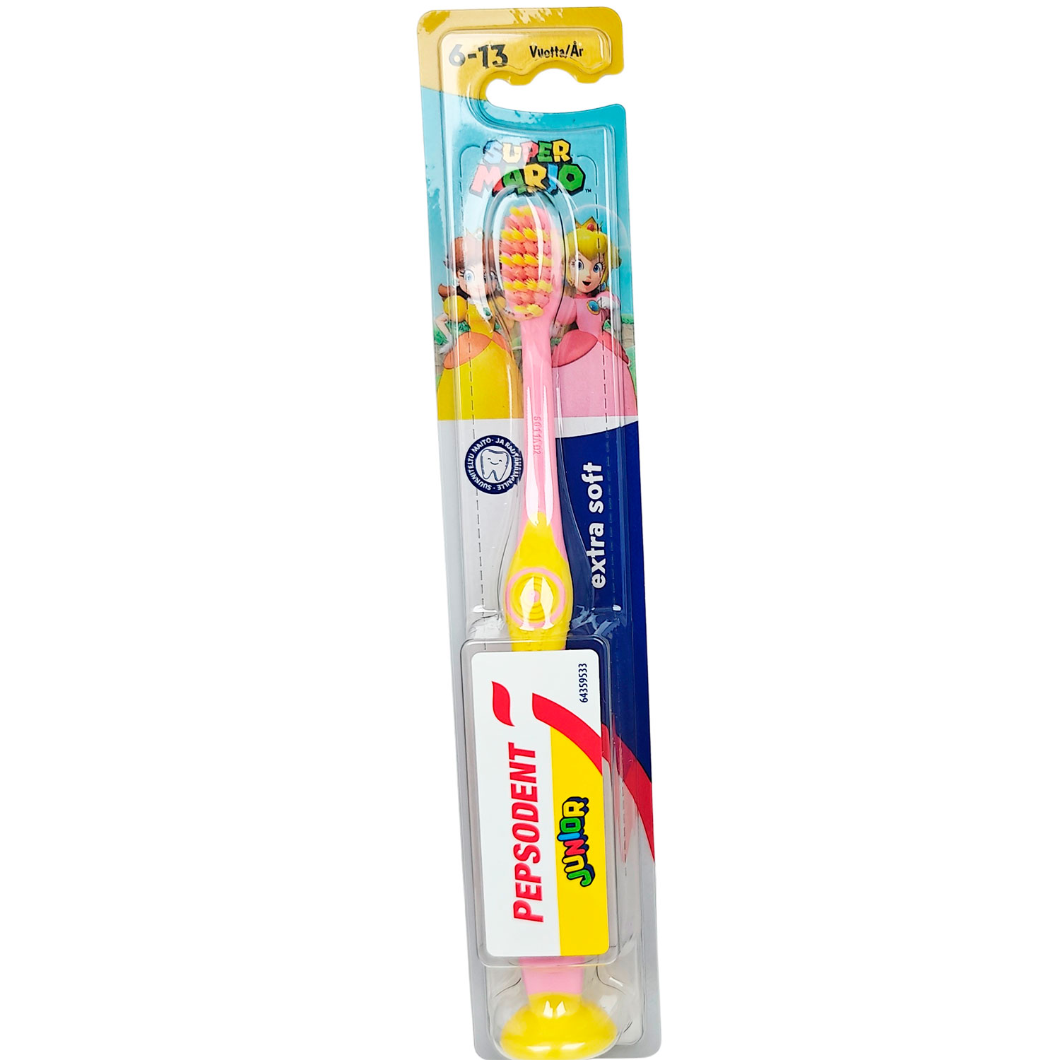 Super Mario Børnetandbørste PEPSODENT Junior 6 år/+ PINK