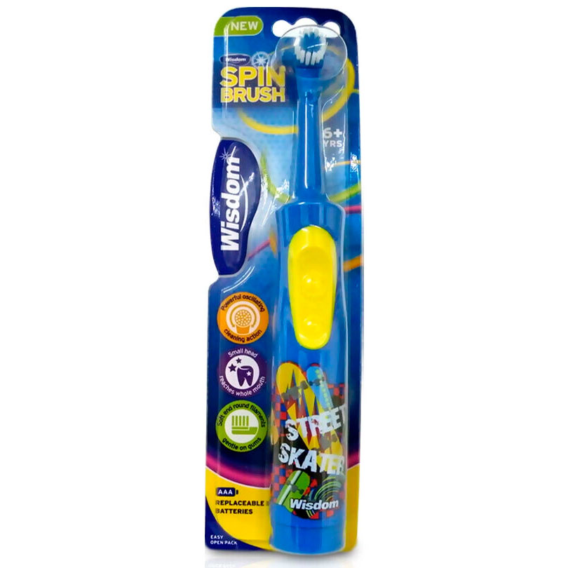 Batteriezahnbürste für Kinder WISDOM Spinbrush Junior elektrische Zahnbürste BLAU