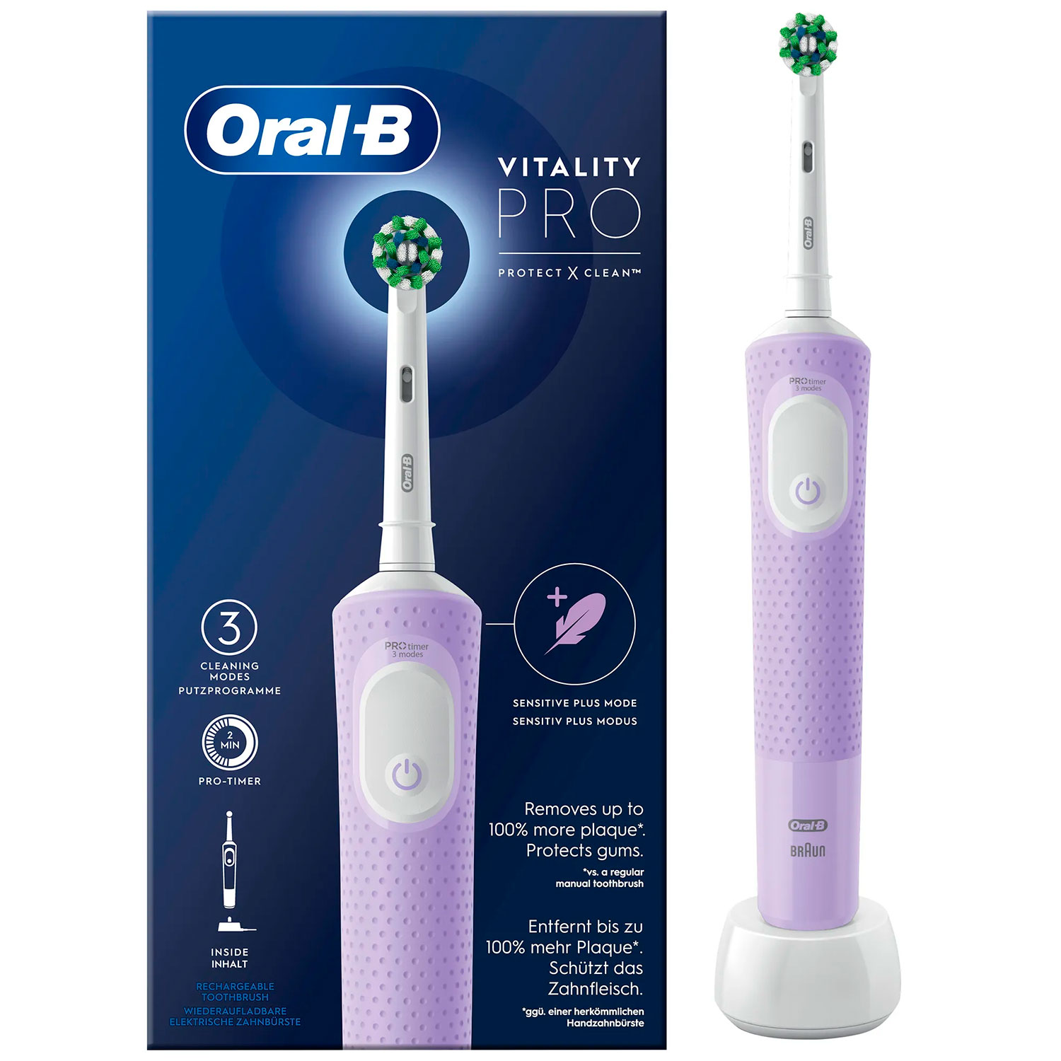 Oral-B Vitality PRO El-tandbørste CrossAction Lilac Violet - Oral-B Vitality Eltandbørster