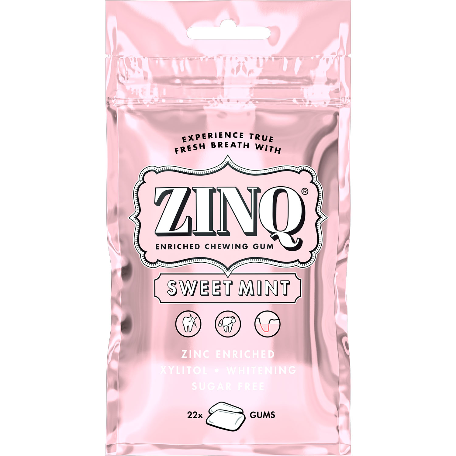 Xylitol Kaugummi Mundgeruch ZINQ Sweet Mint 22 Stk.