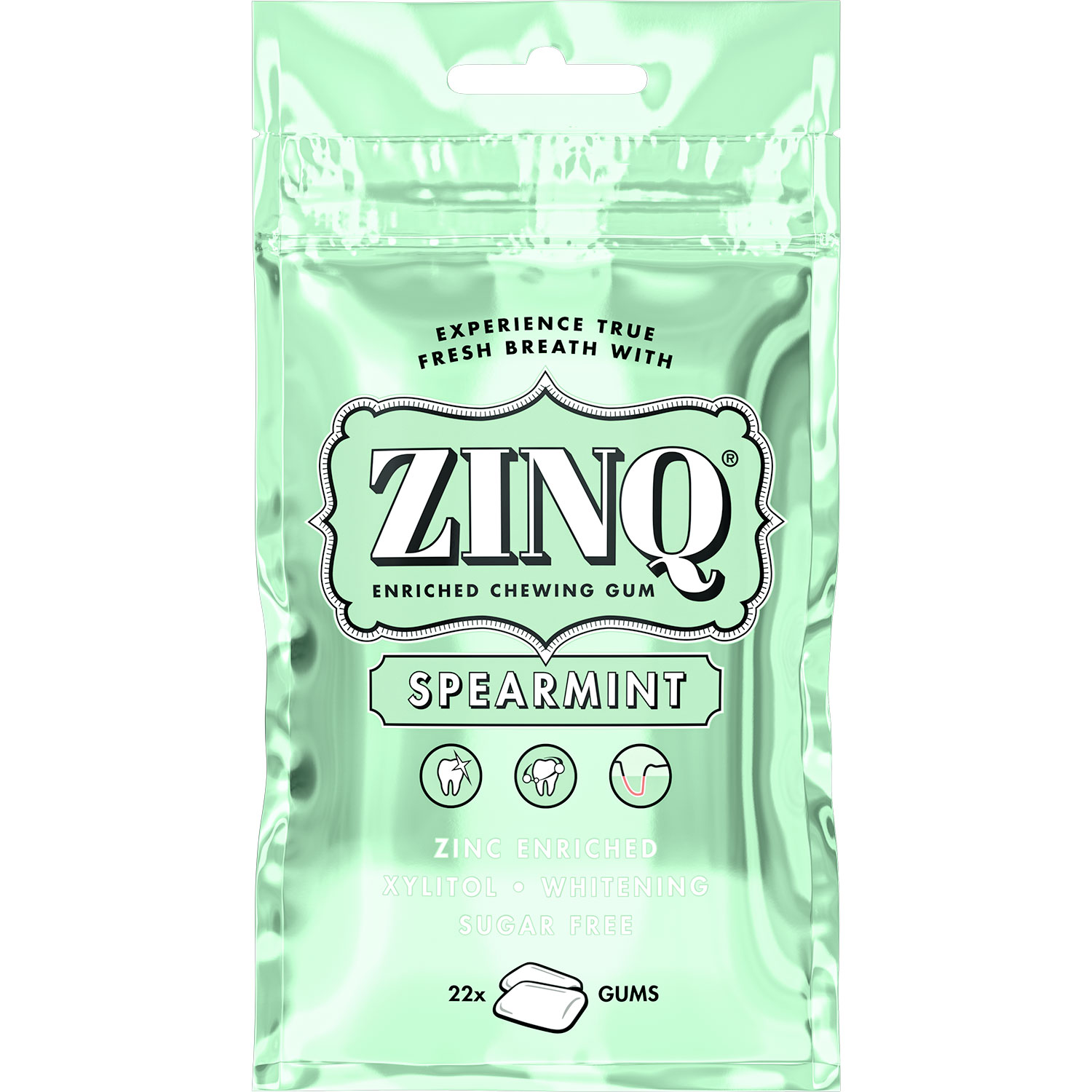 Xylitol Tyggegummi Dårlig Ånde ZINQ Spearmint 22 stk. DATOVARE