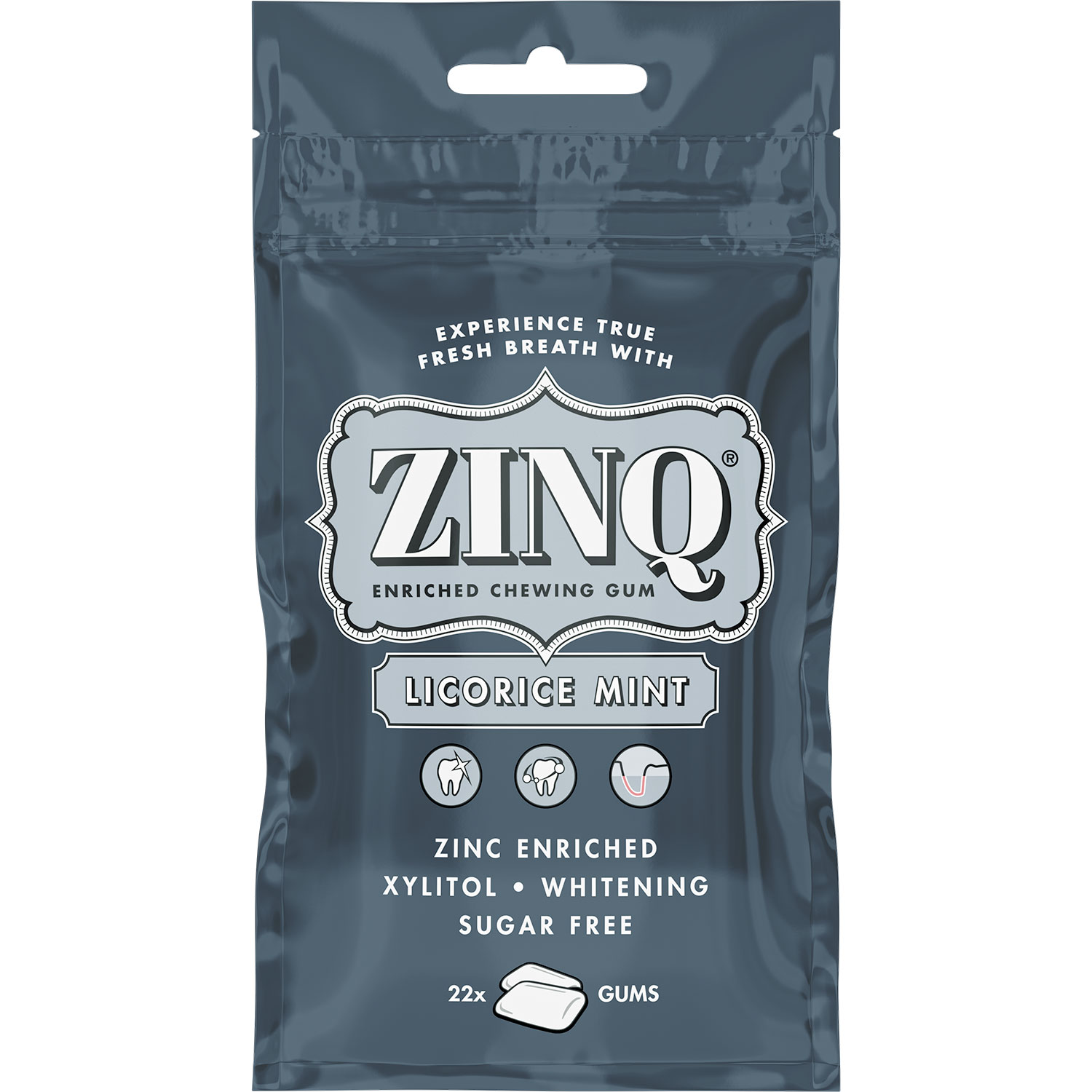 Xylitol Kaugummi Mundgeruch ZINQ Licorice Mint 22 Stk.