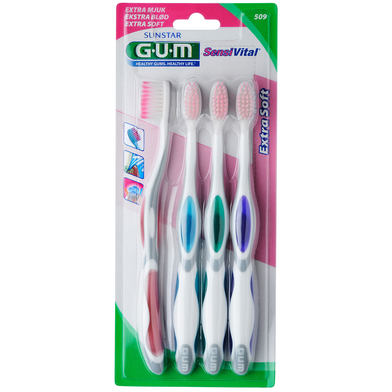 GUM SensiVital UltraSoft 4 stk. Tandbørster Med Bløde Børstehår