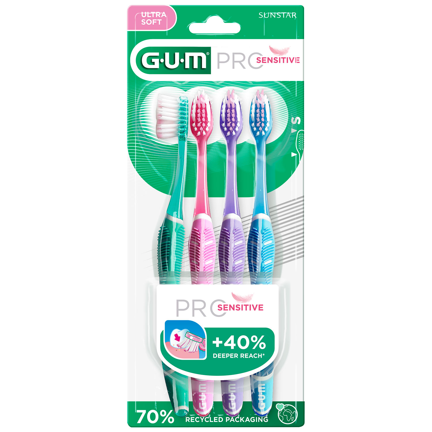 GUM Zahnbürsten 4 Stk. Pro Sensitive