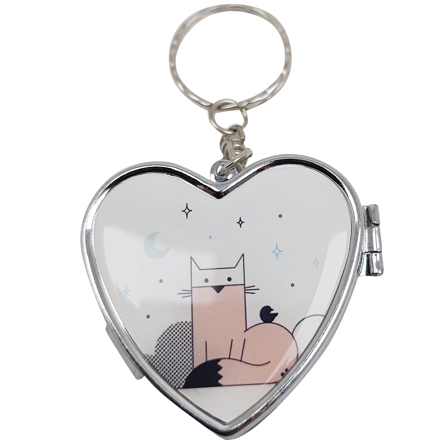 Pillendose Herzförmige Pillendose aus Metall mit Tiermotiven KATZE