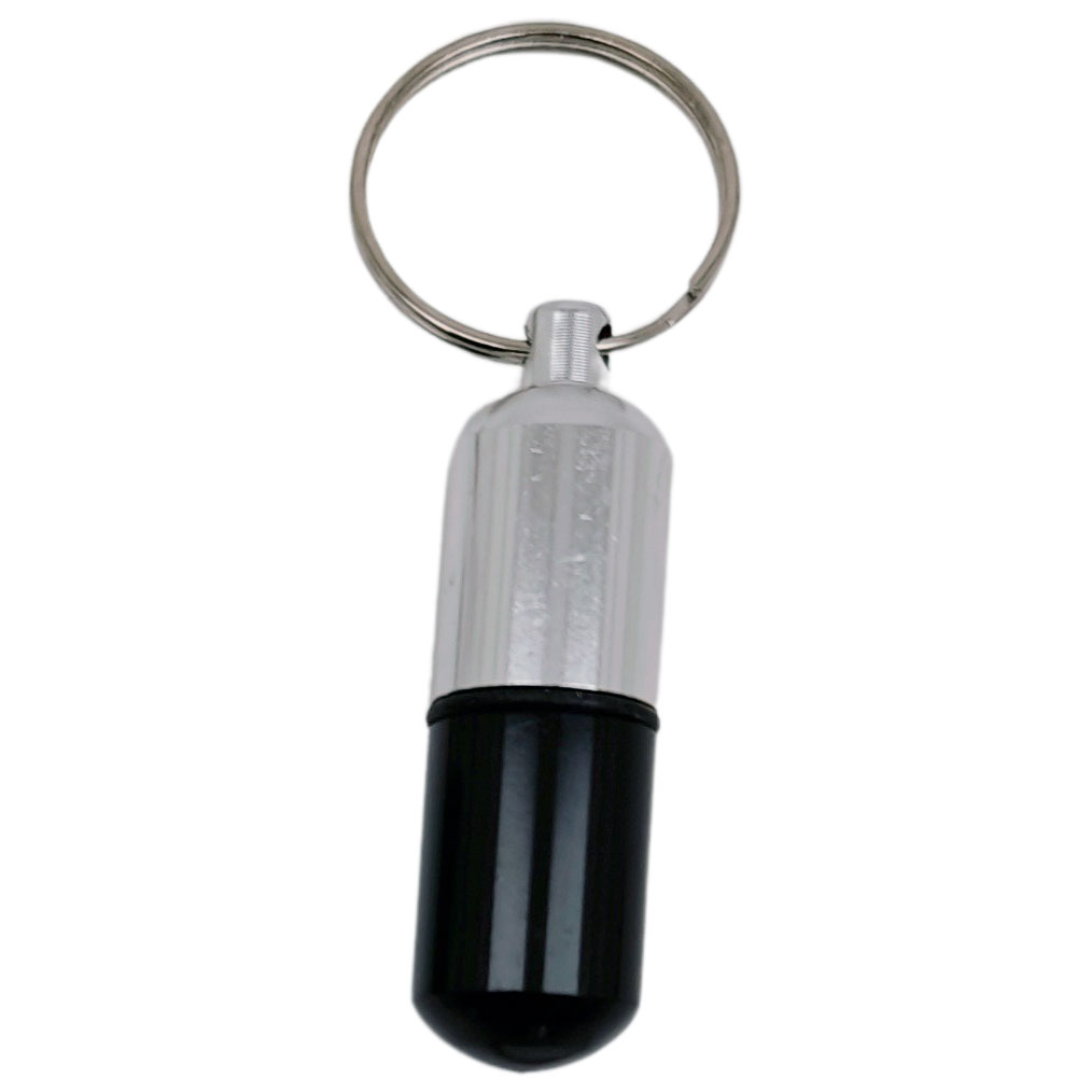 Pillenröhrchen Schlüsselanhänger Mini-Pillendose SCHWARZ