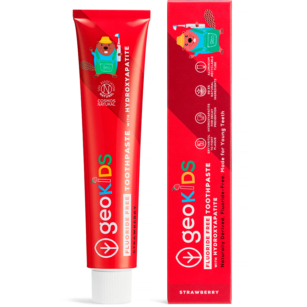 Naturlig Hydroxyapatit Børnetandpasta GEORGANICS Strawberry Fluorfri 75 ml