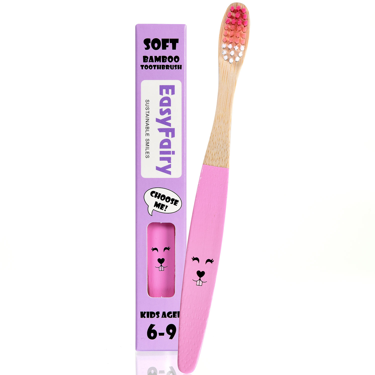 Bambus Børnetandbørste EasyFairy Kids 6-9 År PINK