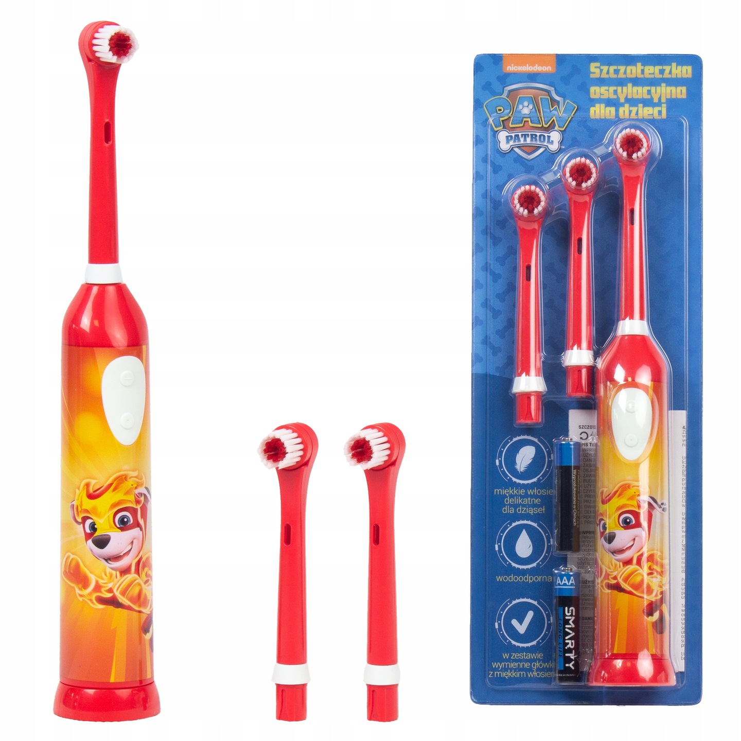 Paw Patrol Marshall batteriebetriebene elektrische Kinderzahnbürste mit 3 Bürstenköpfen