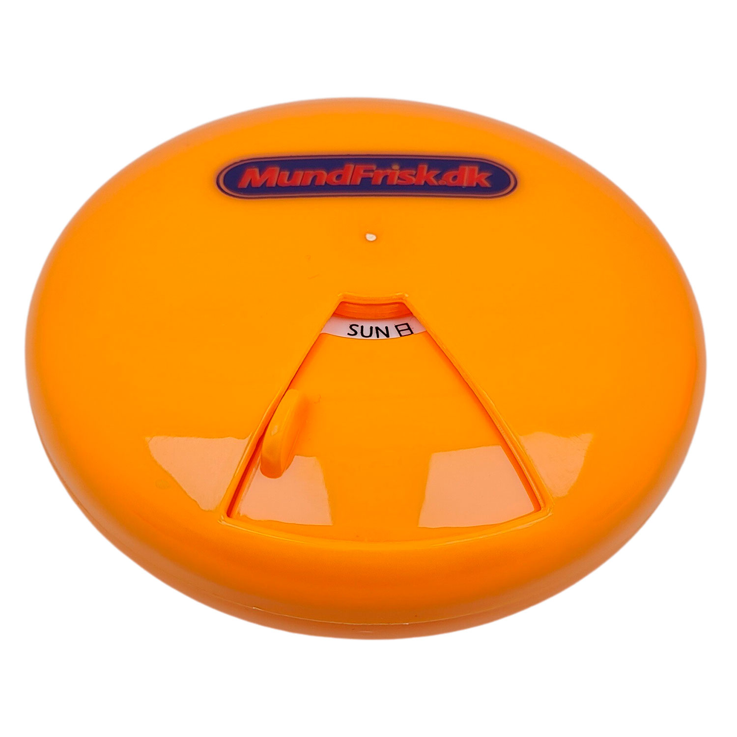 Pilleæske Rund Drejelåg Pilleboks 7 Rum ORANGE