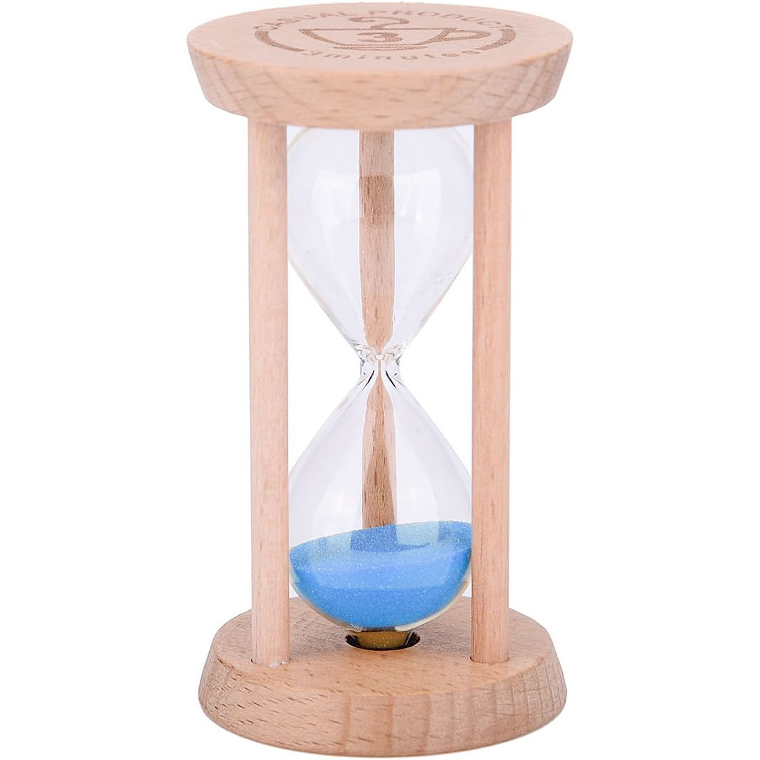 Timeglas 3 Minutter Træ Håndlavet BLÅ
