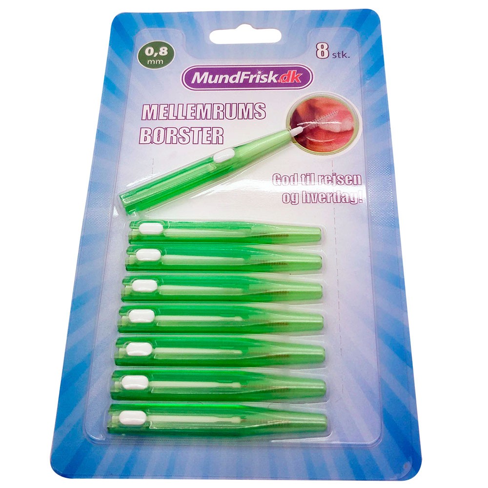 Spaltbürsten 8 Stk. MundFrisk 0,8 mm GRüN