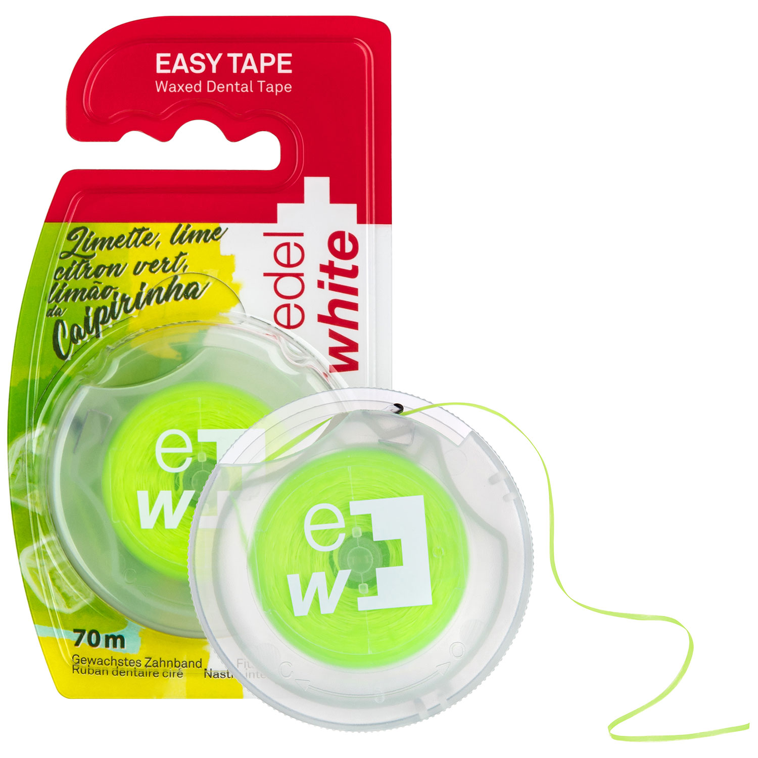 Zahnseide ohne PFAS Edel+White Tape Grown Caipirinha 70 mtr.