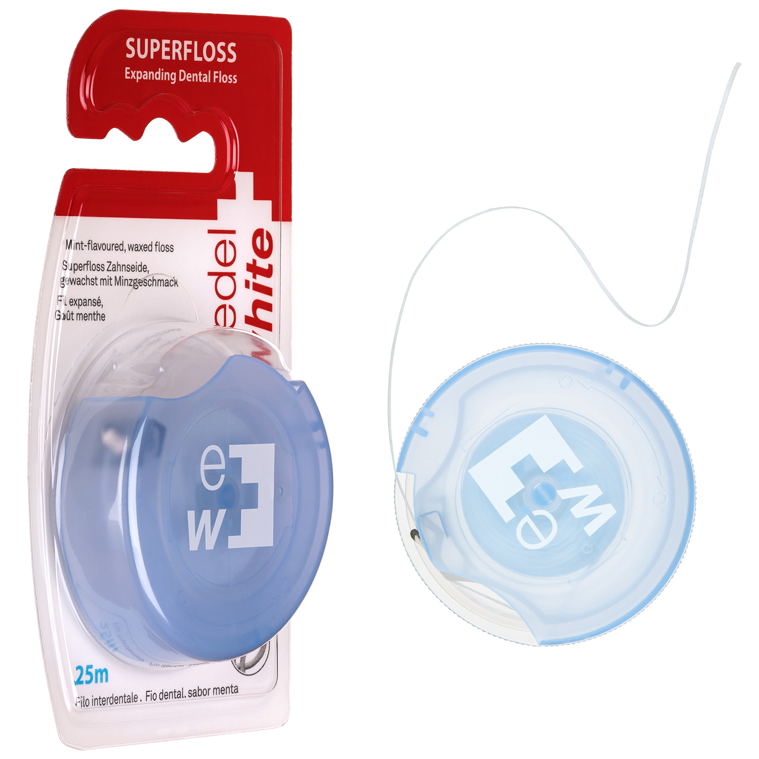 Zahnseide ohne PFAS Edel+White Expanding Superfloss
