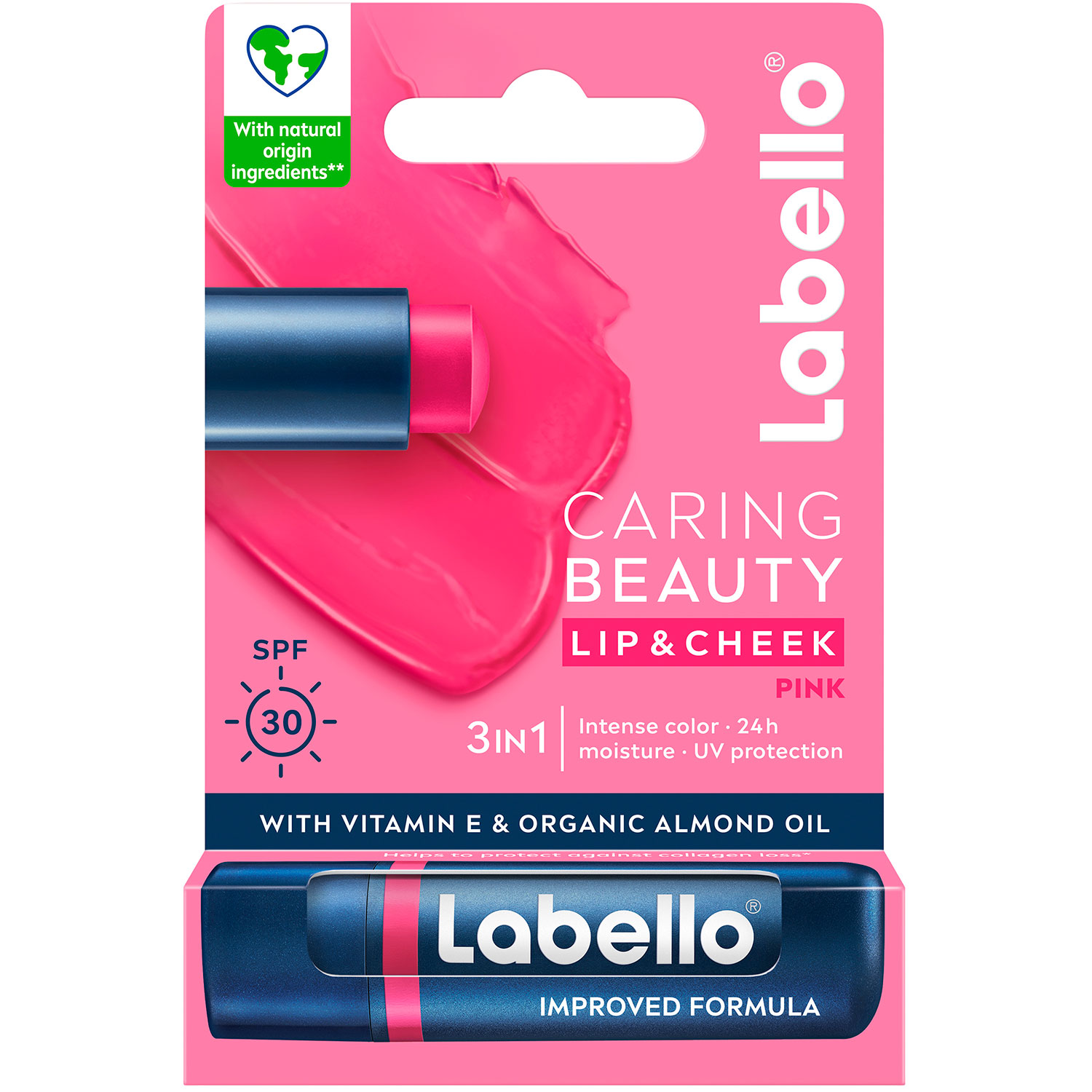 LABELLO Lippenbalsam Caring Beauty 3in1 LSF 30 Pink 4,8g