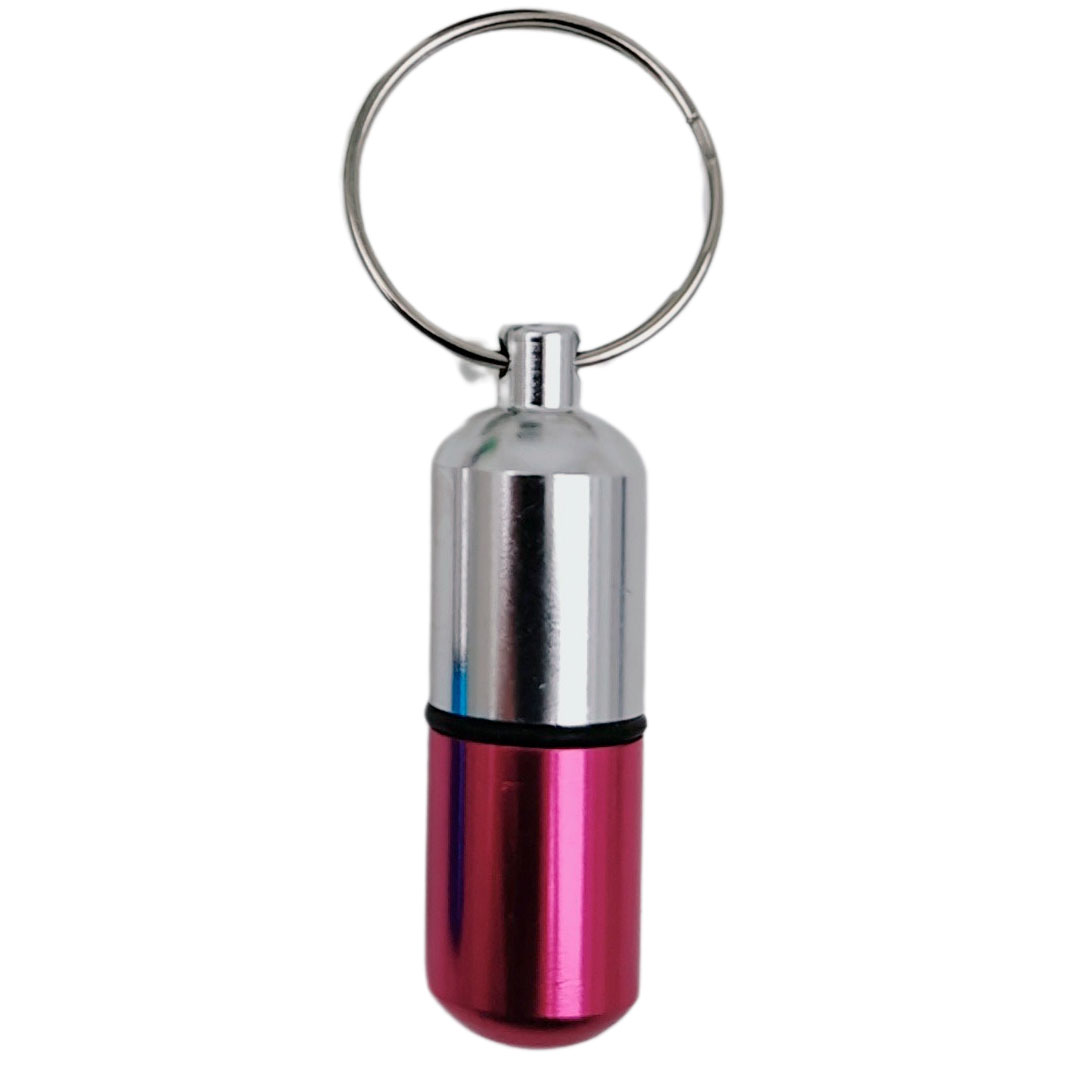 Pillenröhrchen Schlüsselanhänger Mini-Pillendose PINK