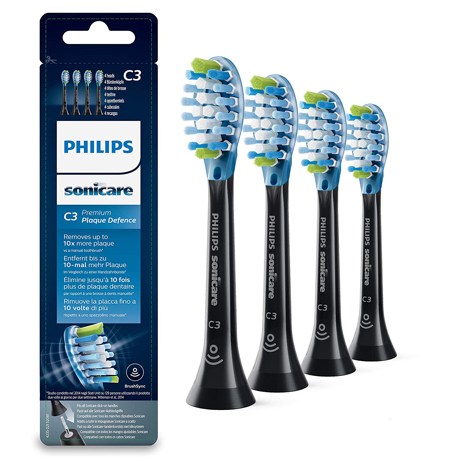 Philips Sonicare C3 Black Plaque Defence Børstehoveder 4 stk.