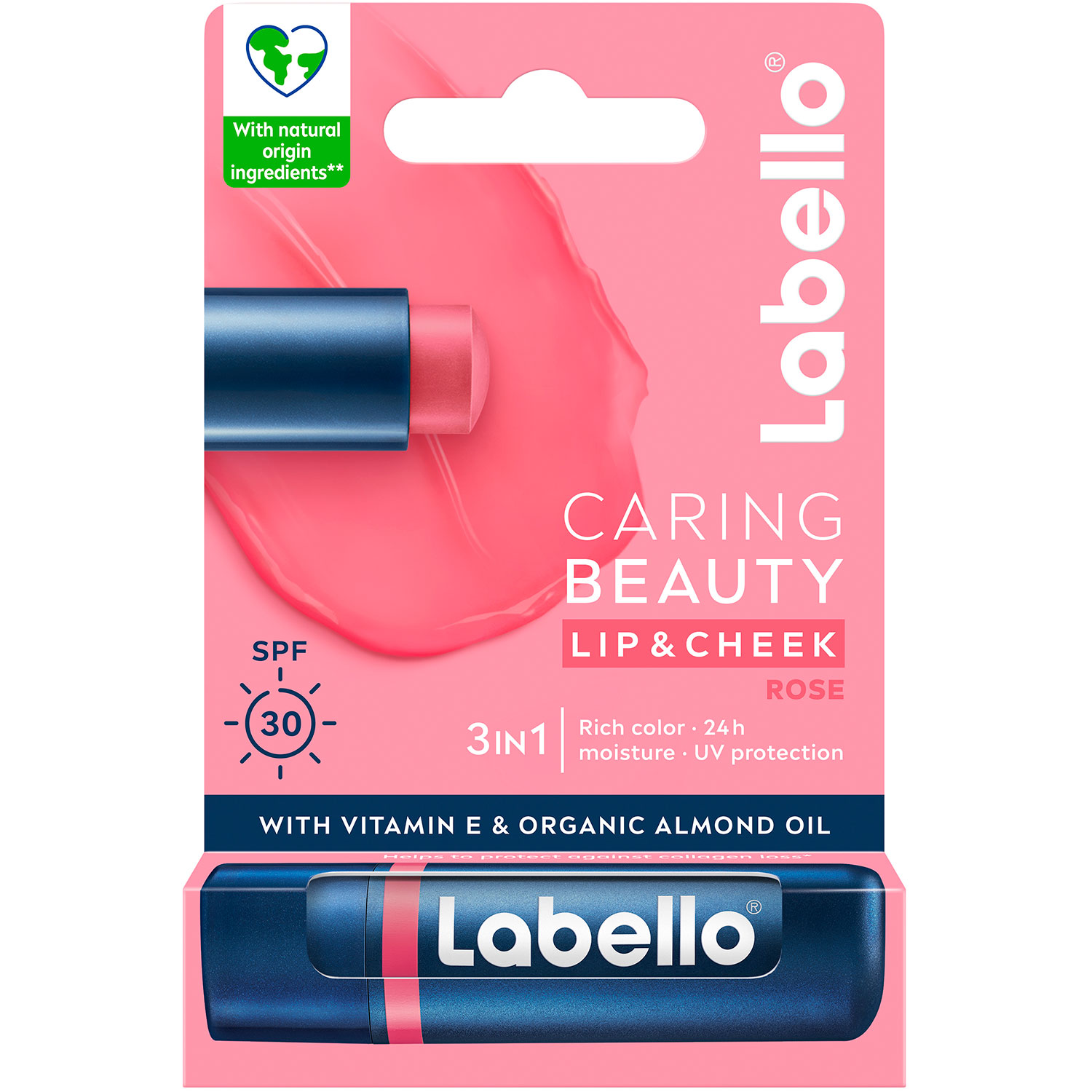 LABELLO Lippenbalsam Caring Beauty 3in1 LSF 30 Rose 4,8g