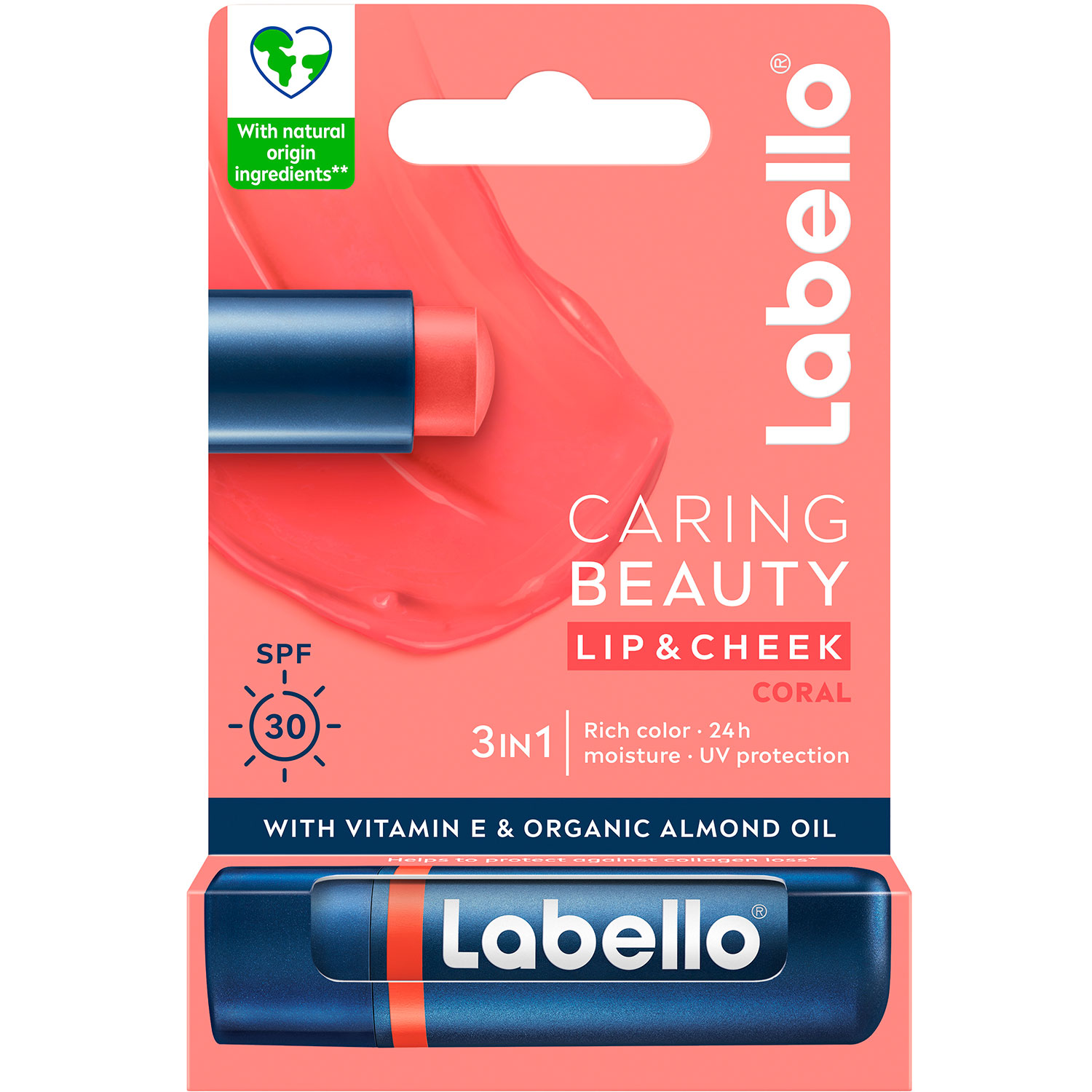 LABELLO Læbepomade Caring Beauty 3in1 SPF 30 Coral 4.8g
