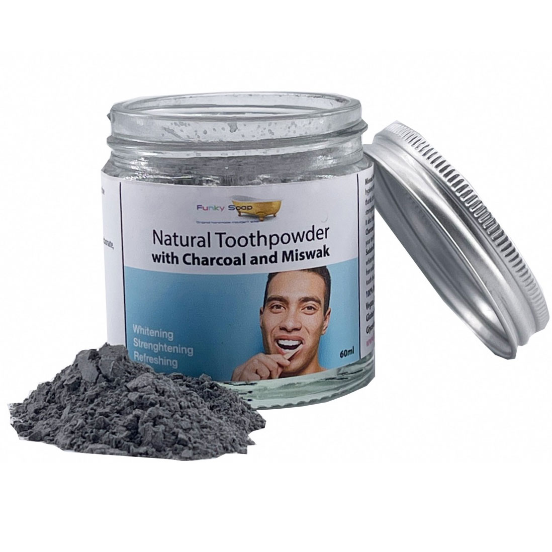 Natürliches Zahnpastapulver Funky Soap Charcoal & Miswak