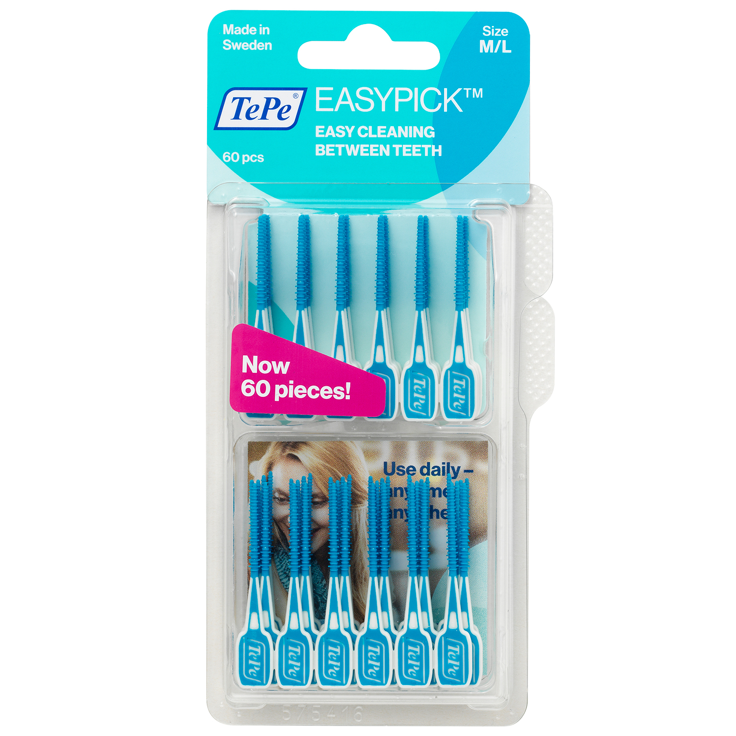 TePe EasyPick 60 Stk. Zahnstocherbürsten M/L BLAU