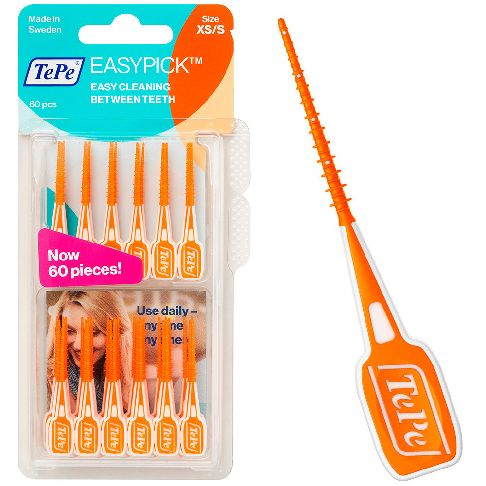 TePe EasyPick 60 Stk. Zahnstocherbürsten XS/Klein ORANGE