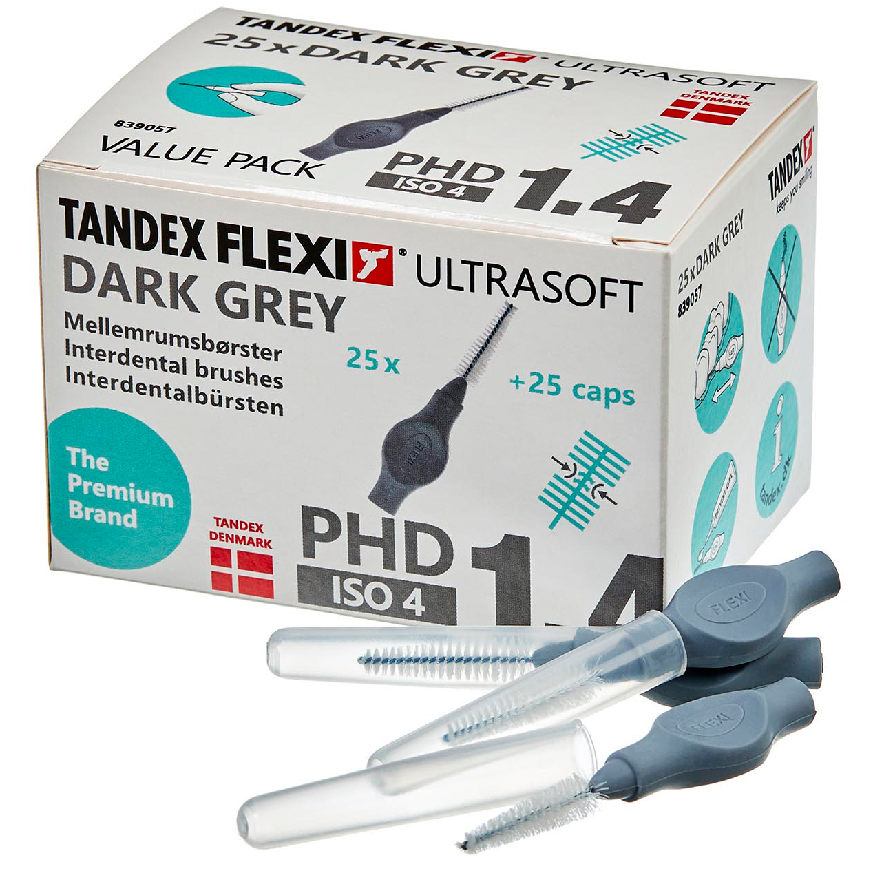 25 Stk. Tandex Flexi ULTRASOFT Spaltbürsten 0,80 mm ISO 4 DUNKELgrau