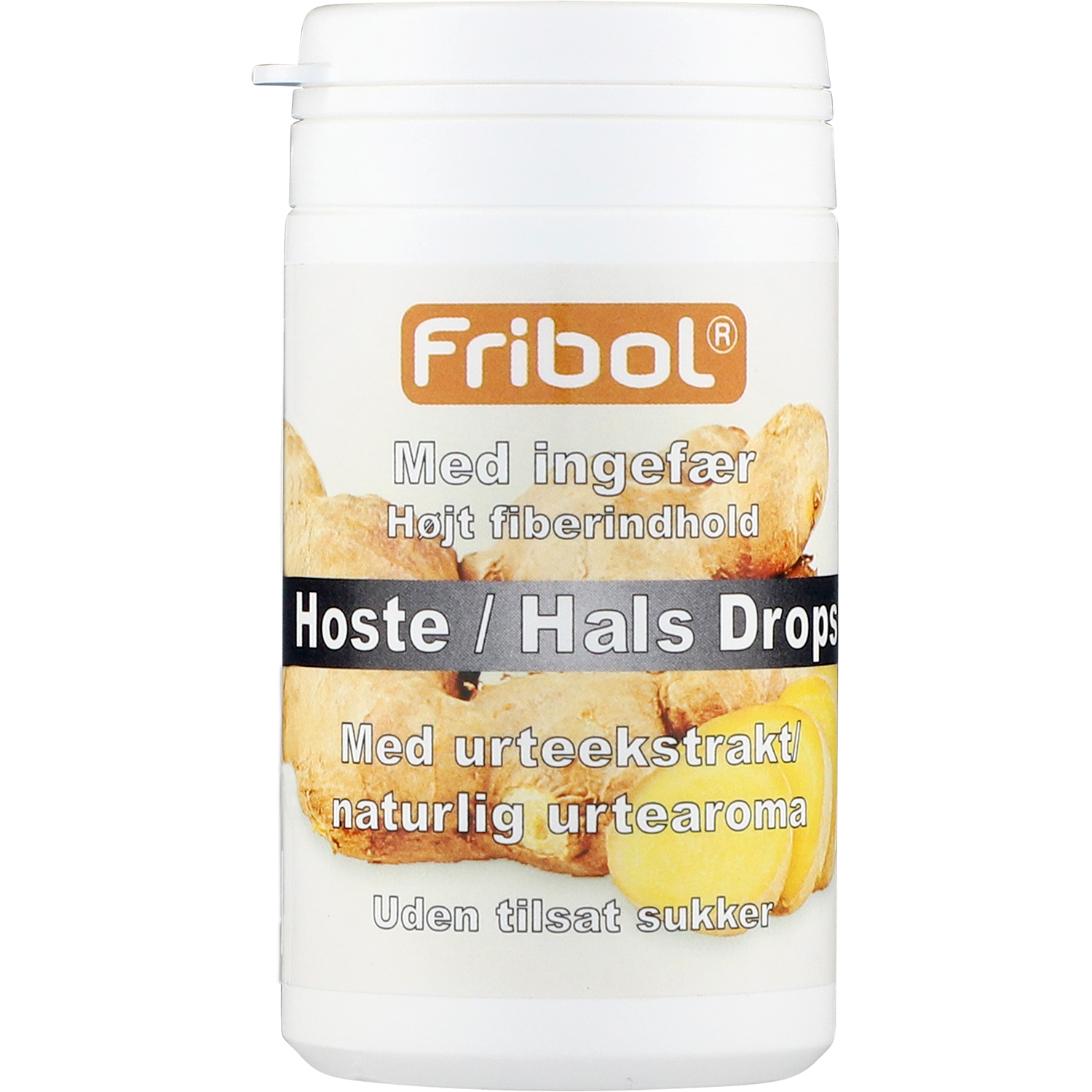 Fribol Ingefær Halsdrops Sukkerfri Hostebolcher 60g