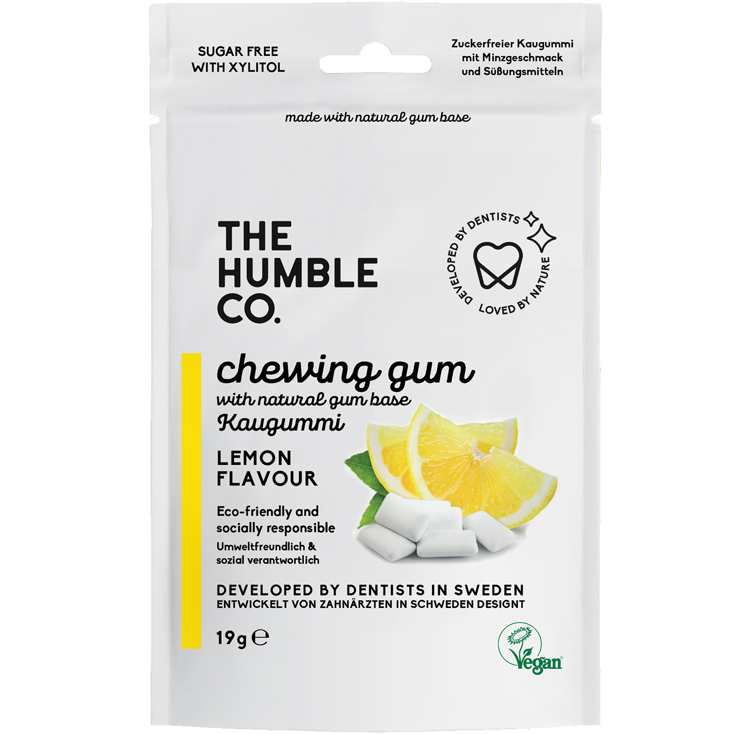 Natürlicher Xylitol Kaugummi The Humble Co. Natural Gum LEMON
