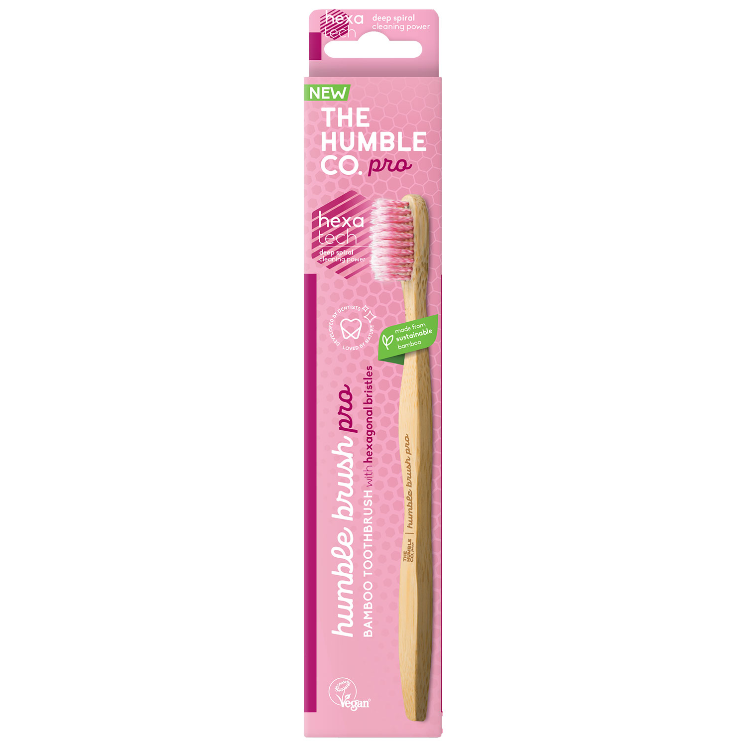 Bambus Tandbørste Humble Co. PRO Hexatec Spiral PINK