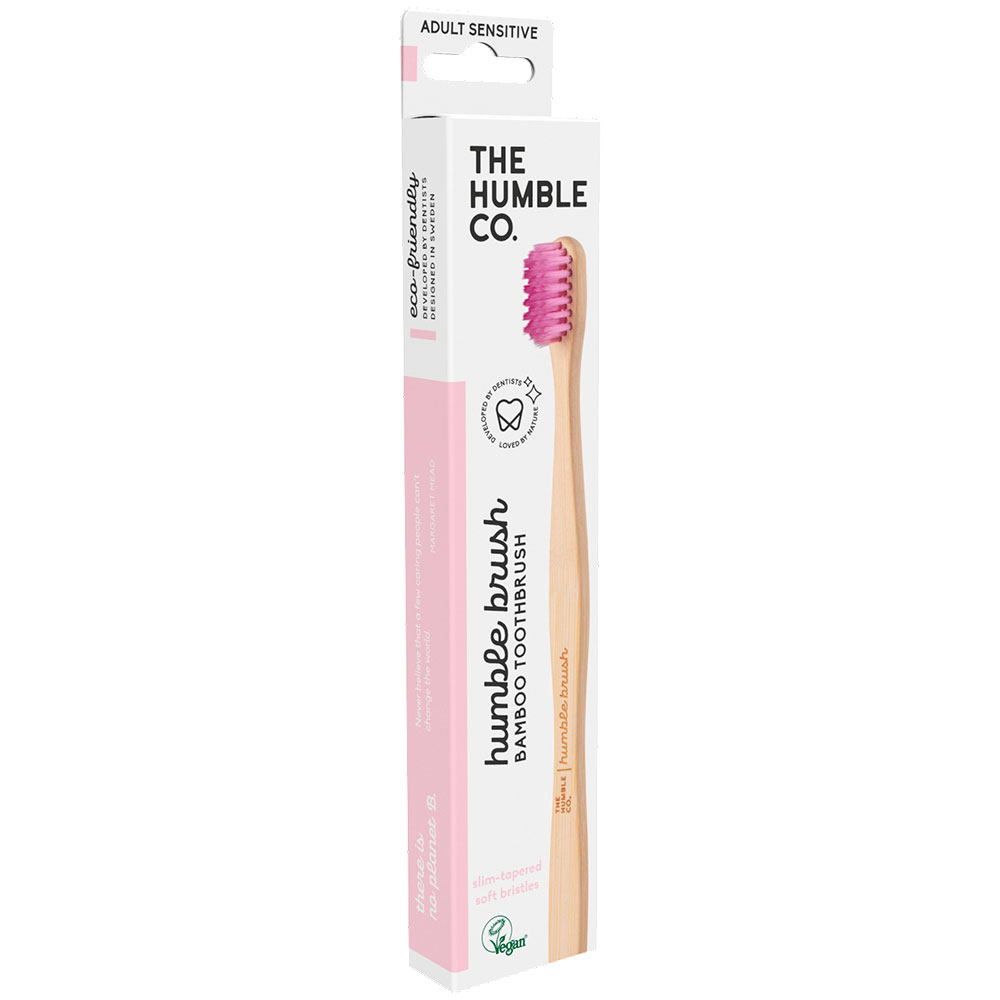Bambus Tandbørste The Humble Co. Sensitive Bløde Børstehår PINK