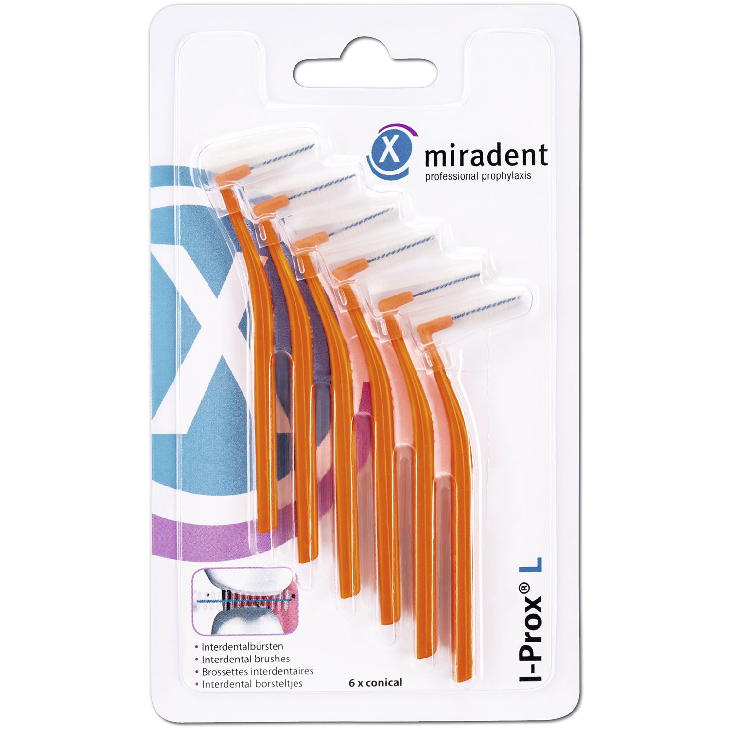 Raumbürsten Miradent I-Prox L Konisch ORANGE