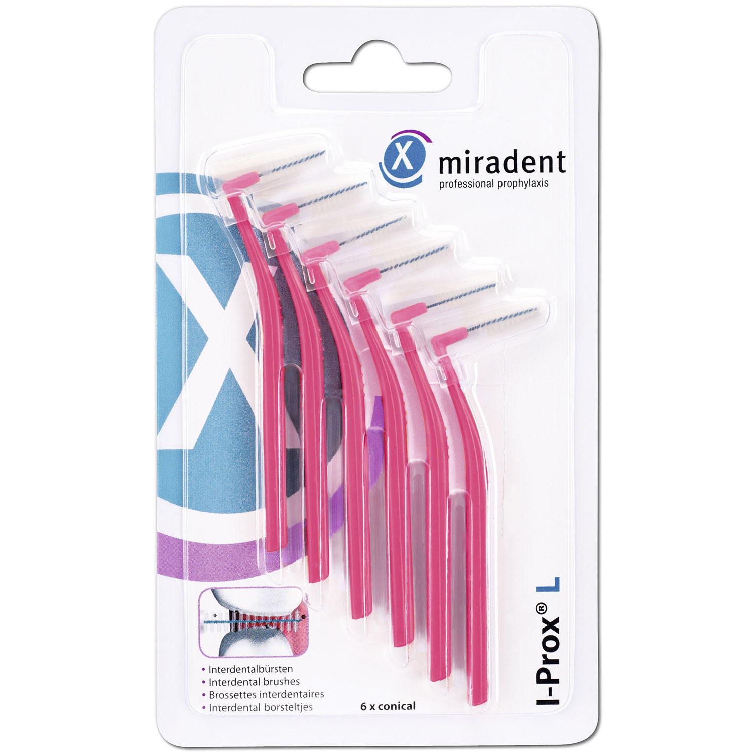 Space-Bürsten Miradent I-Prox L xx-fein 0,4 mm ROSA