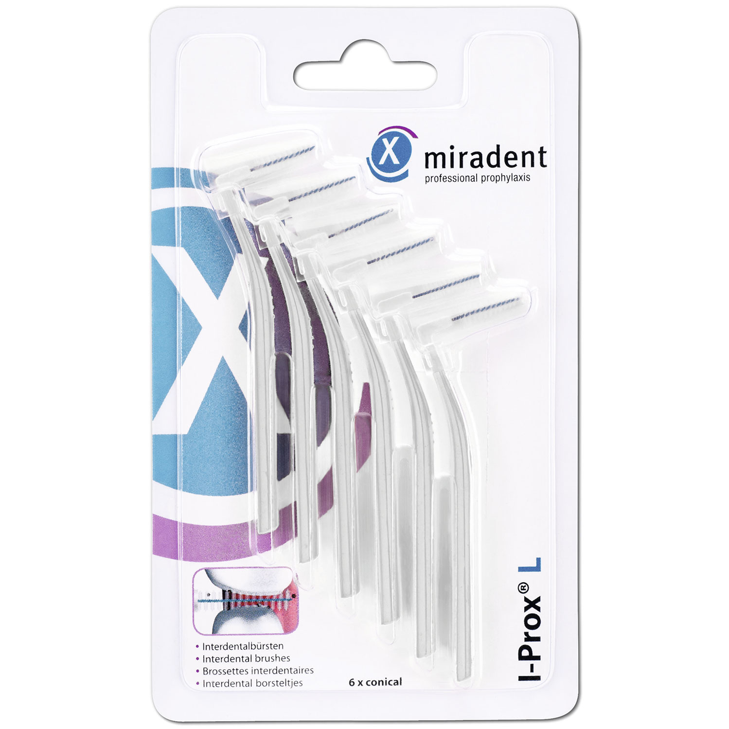 Space-Bürsten Miradent I-Prox L Fein 0,6 mm WEISS