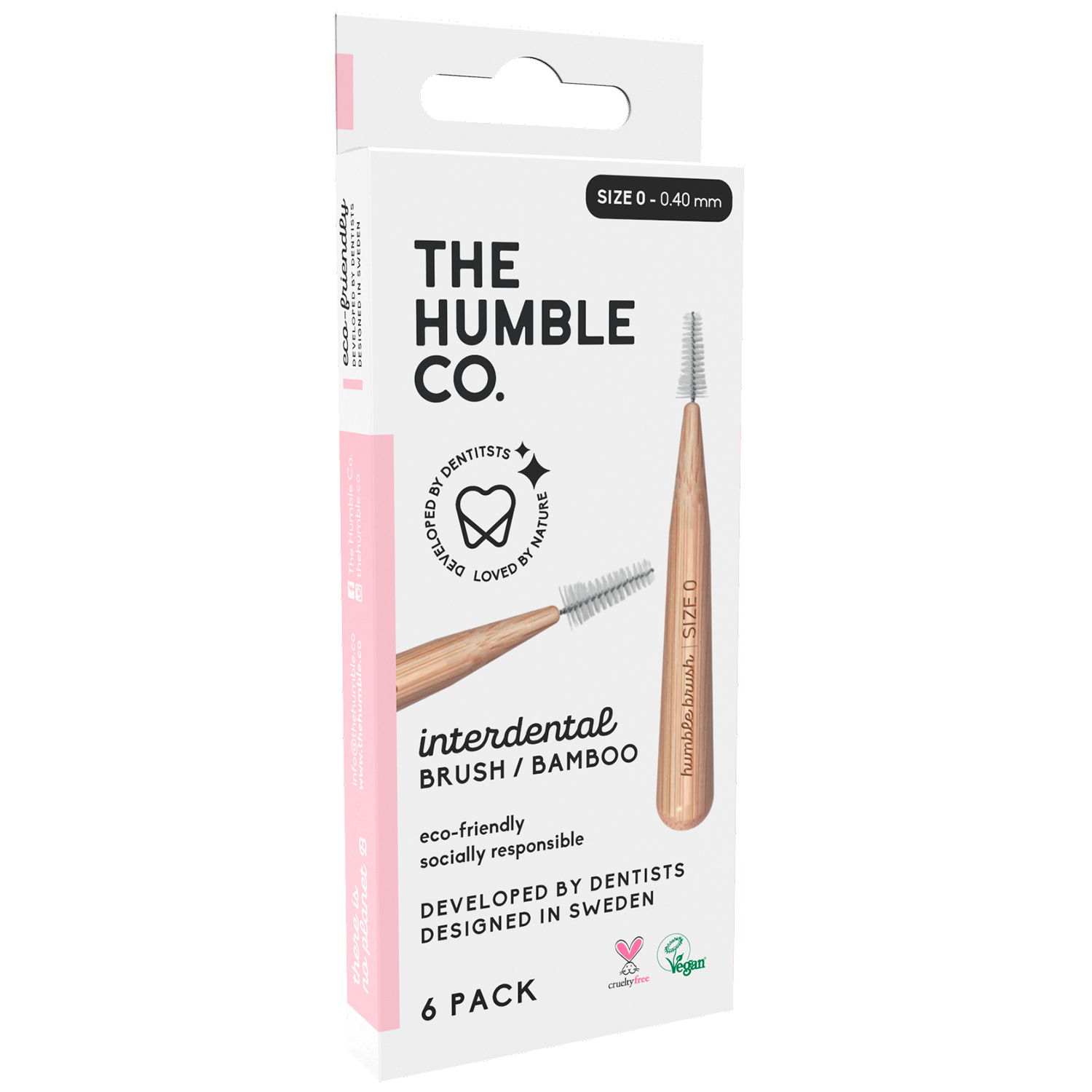 The Humble Co. Bambus Mellemrumsbørster ISO O 0.4 mm PINK