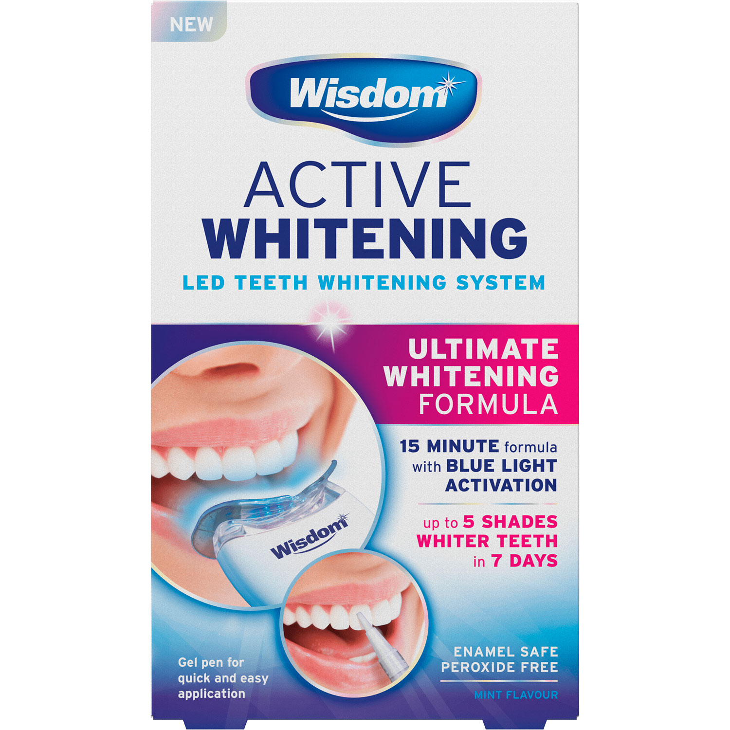 Zahnaufhellungsset WISDOM Active Whitening Blue Light LED System