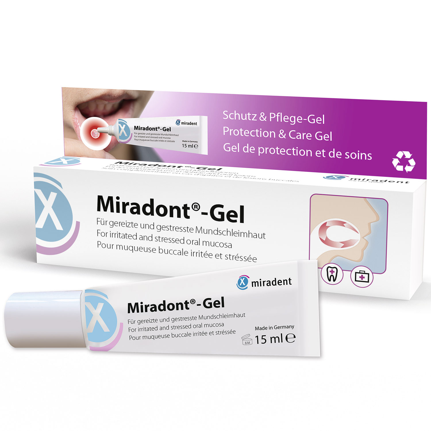 Linderung & Pflege bei gereizter Mundschleimhaut MIRADONT Gel 15 ml