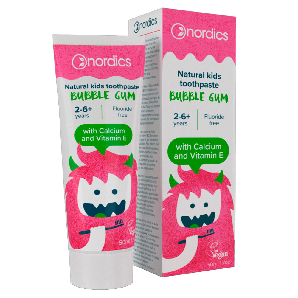Natürliche Zahnpasta für Kinder Nordics Bubble Gum 50 ml