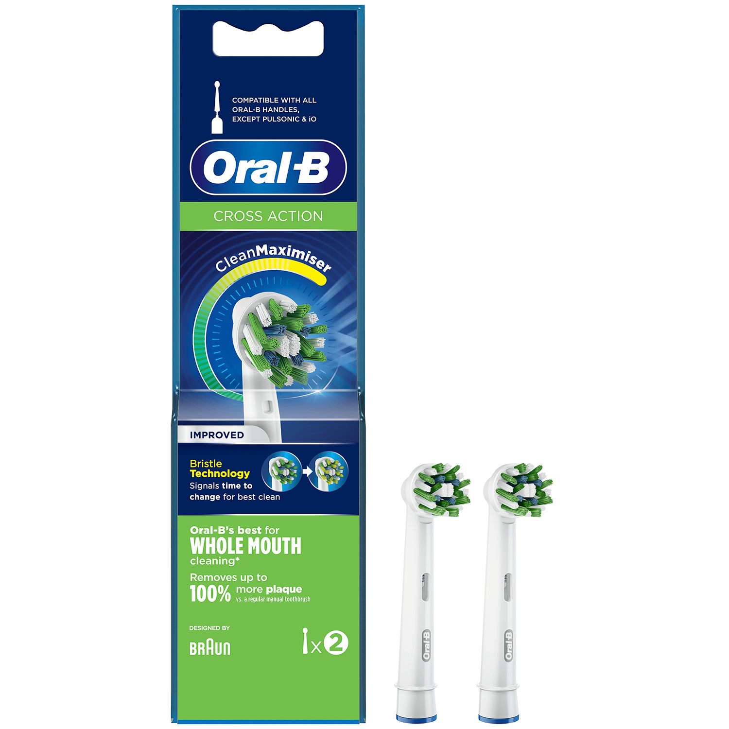 Oral-B CrossAction CleanMaximiser Børstehoveder 2 stk.