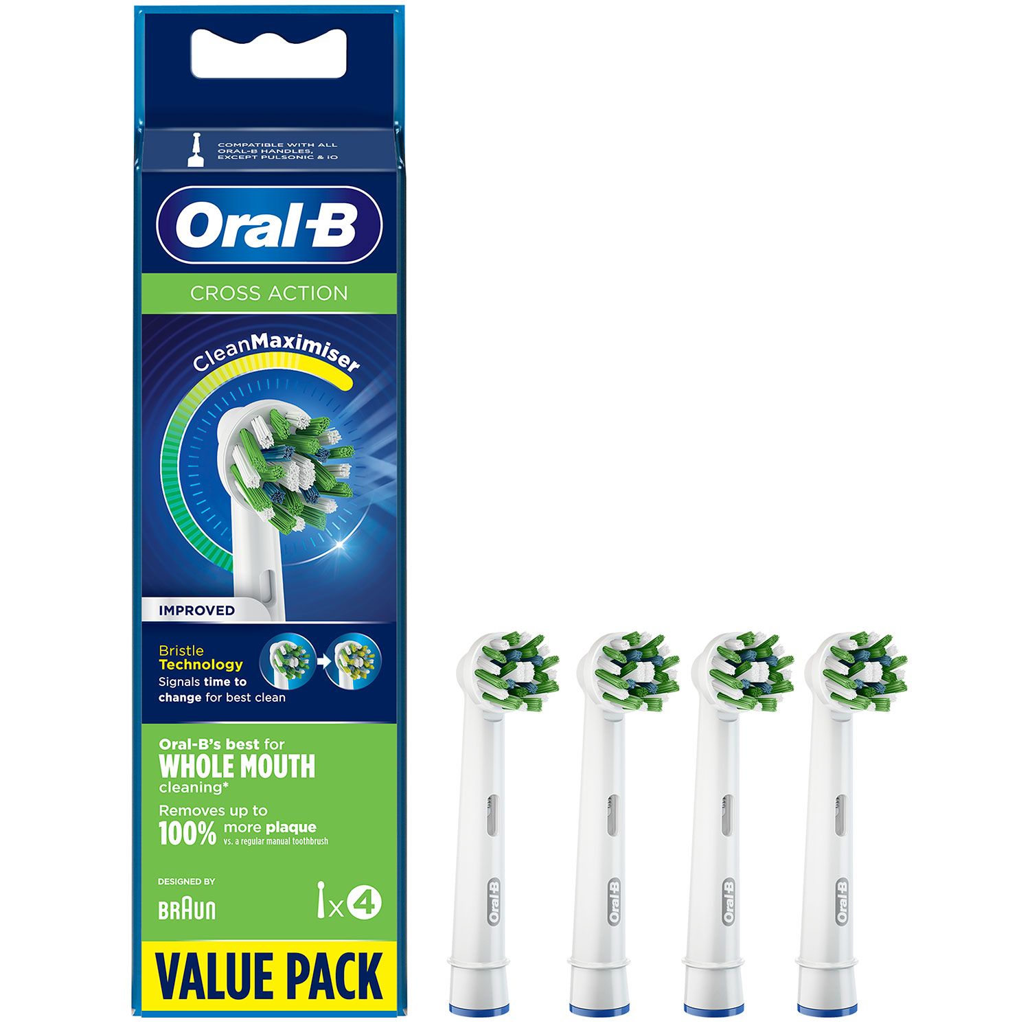 4 Stück Oral-B CrossAction CleanMaximiser Bürstenköpfe